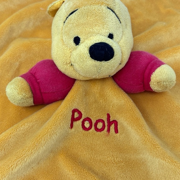 Disney Baby Lovey Winnie the Pooh Yellow Satin Trim Security Blanket 12" - Picture 2 of 5